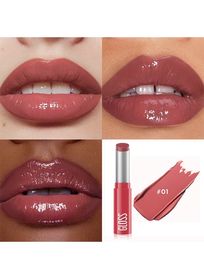 pudaier Gloss, Hydrating Lip Gloss for Women and Girls, Moisturizing Creamy Lipstick for Dry Lips, Nourishing Highly Pigmented Lip Balm, Non-Sticky Tinted Lip Makeup #01 - Image 2
